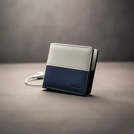 SAMTROH Embellished Men's Wallet, Blue & White, 3 Card Slots & Secret Compartments.